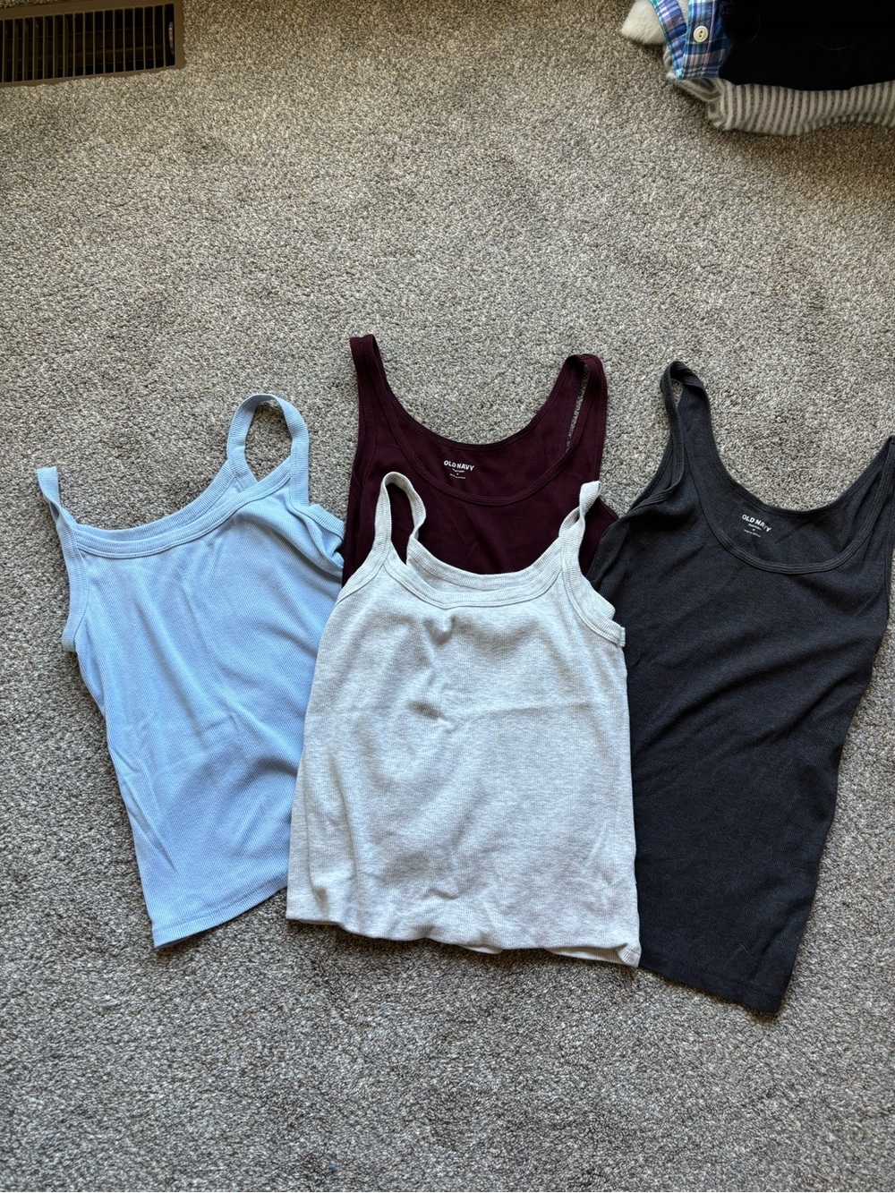 Old Navy Women’s Ribbed Tank Tops - Light Blue, Maroon, Light Gray, Black